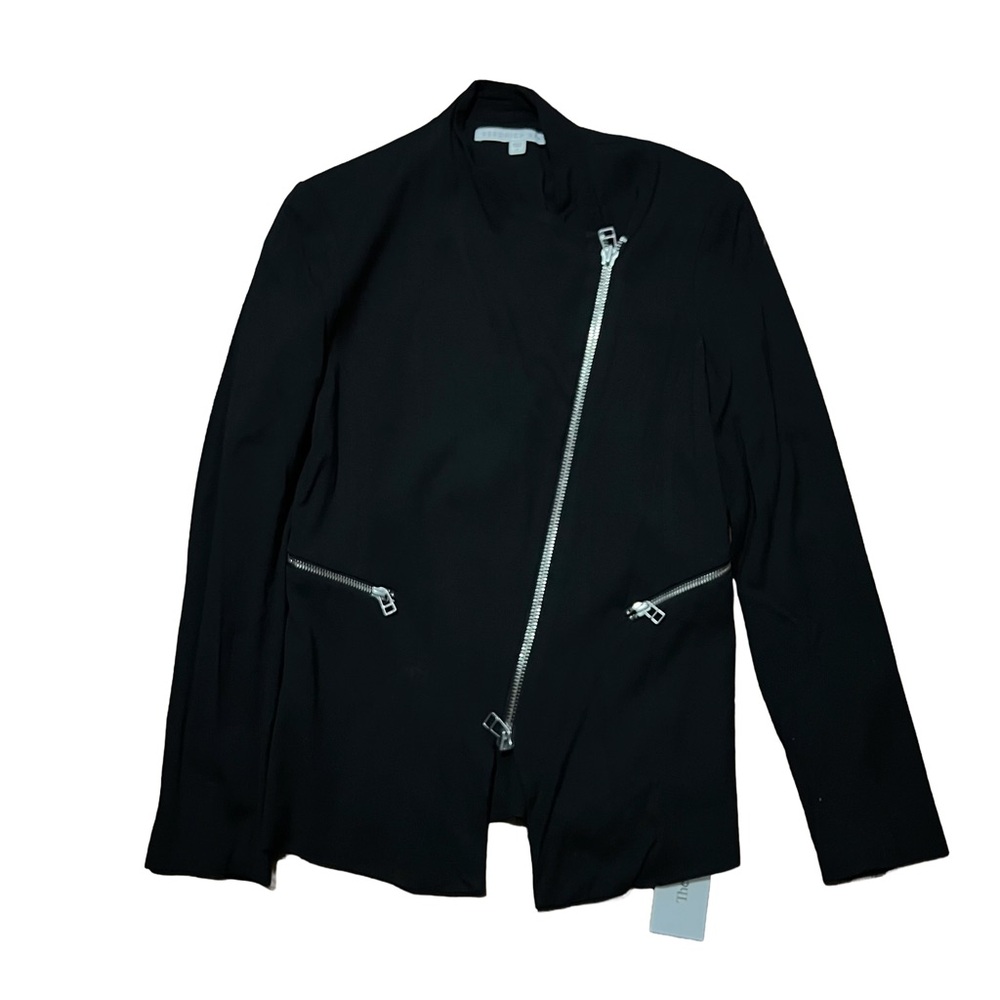 Veronica Beard Collarless Moto Jacket Blazer
